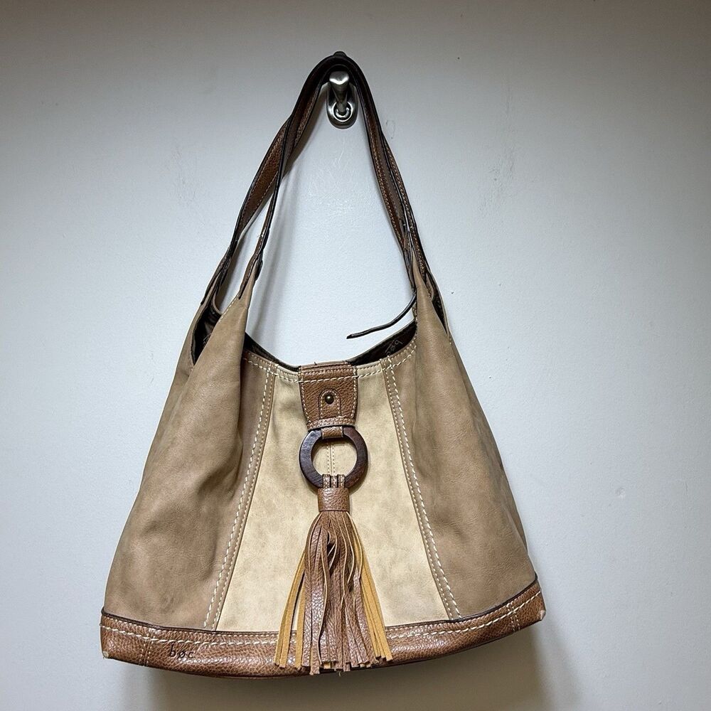 "B.O.C." Born Concept Brown Purse with Tassel Boho Slouchy Hobo Y2K Indie Sleaze